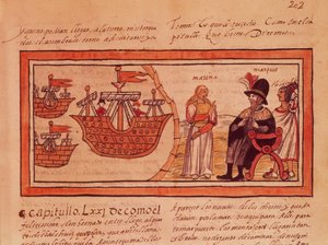 La principessa indiana Malinche o Dona Marina, amante di Hernando Cortes (1485-1547) che interpreta per lui
