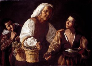 I due ragazzi e la vecchia fruttivendola. Dipinto di Diego Rodriguez de Silva y Velázquez