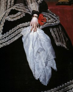 Mano e sciarpa (dettaglio) del ritratto della Regina Maria Anna d