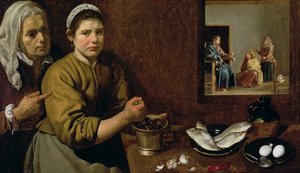 Scena di Cucina con Cristo nella Casa di Marta e Maria, c.1618 da Diego Velázquez