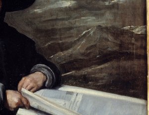 Ritratto del giullare Diego de Acedo detto cugino (dettaglio) da Diego Velázquez
