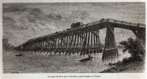 Un ponte di legno sul Danubio, tra Passau e Vienna da Dieudonne Auguste Lancelot