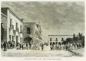 Palazzo Municipale di Valladolid. Incisione di Lancelot per illustrare la storia La mia ultima spedizione nello Yucatan, di Desire Charnay, in Le Tour du monde 1887, diretto da Edouard Charton (1807-1890), Hachette, Parigi.