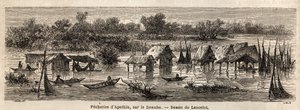 Le pesche di Apathin (Serbia), sul Danubio. Disegno di Lancelot, per illustrare il suo viaggio da Parigi a Bucarest nel 1860. Incisione in "Le tour du monde", a cura di Edouard Charton