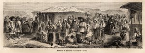 La popolazione ambulante di Tesmevar (o Timisoara) in Romania. Incisione per illustrare il viaggio da Parigi a Bucarest, di Lancelot, disegnatore, nel 1860, pubblicato in "Le tour du monde, nouveau journal des voyages", sotto la direzione di Edouard Charto