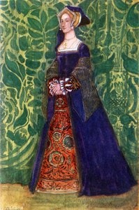 Costume femminile durante il regno di Enrico VIII (1509-1547) da Dion Clayton Calthrop