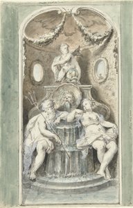Progetto per una pittura decorativa con una fontana