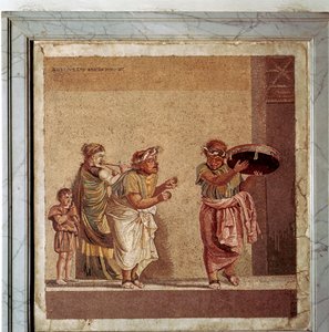 Mosaico Romano di Musicisti e Attori Mascherati in una Commedia, Pompei, Italia da Dioscurides