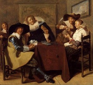 Una elegante partita a carte da Dirck (attr. to) Hals