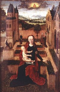 Madonna col Bambino seduta su un Muro