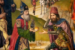 Chiesa parrocchiale (Parochiekerk Sint-Pieter). Ultima Cena. Dirk Bouts. 1464-1468. (dettaglio) da Dirck Bouts