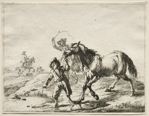 Un ragazzo che porta un cavallo a bere da Dirck Stoop