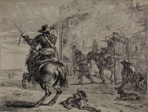 Cavallo impennato, vicino a una stalla, tavola uno dalla Serie di cavalli