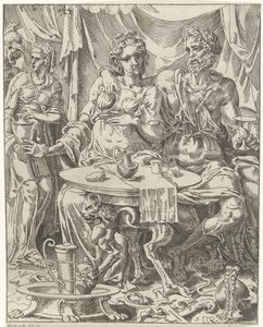 Giuditta e Oloferne godono di un banchetto da Dirck Volckertsz. Coornhert (attributed to)