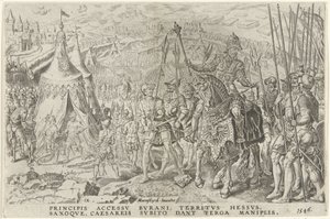 Campo Imperiale a Ingolstadt, 1546 Vittorie di Carlo V (titolo della serie) Divi Caroli. V. imp. opt. max. victoriae, ex multis praecipuae (titolo della serie) da Dirck Volckertsz. Coornhert