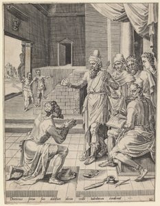 Il re perdona il suo servo del debito da Dirck Volckertz Coornhert after Maerten van Heemskerck