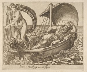 La fortuna non veglia su tutti i dormienti da Sei detti sulla fortuna, ca. 1560 da Dirck Volkertsen Coornhert