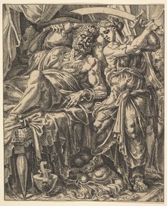 Giuditta che decapita Oloferne, dalla storia di Giuditta e Oloferne da Dirck Volkertsen Coornhert