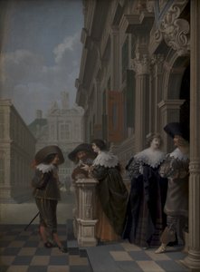 Conversazione fuori da un palazzo da Dirck van Delen