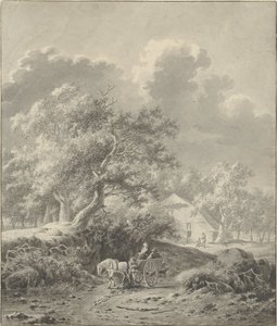 Paesaggio con cavallo e carro da Dirk Jan van der Laan