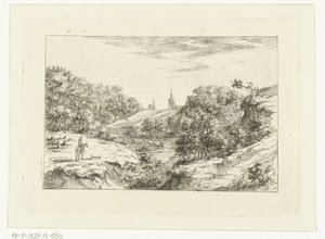 Paesaggio dunale con chiese e cavaliere presso Scheveningen da Dirk Vis Blokhuyzen