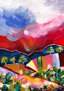 Un paesaggio desertico dai colori vivaci