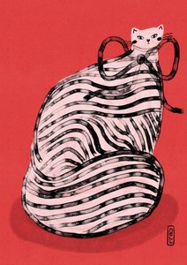 Gatto stravagante a strisce rosse da Dirkie Nell