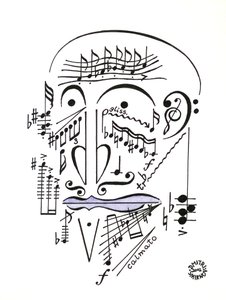 Dr Musicus - un volto disegnato utilizzando la notazione musicale