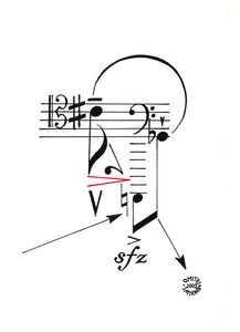 Hero - volto disegnato utilizzando la notazione musicale