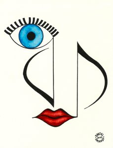 Volto musicale - un volto con occhi e labbra disegnati utilizzando la notazione musicale.