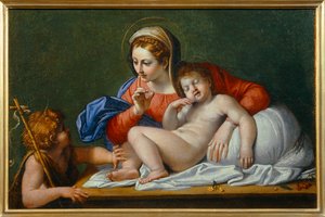 La Vergine e il Bambino Gesù con San Giovanni Battista, nota anche come Il Silenzio - Vergine Maria con il bambino e San Giovanni Battista ...