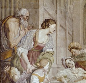 Storia di Santa Cecilia: Morte di Santa Cecilia, (dettaglio) da Domenichino