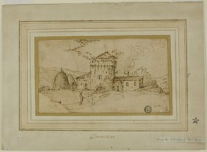 Fattoria con torre e pagliai da Domenichino