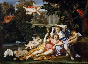 Rinaldo presenta uno specchio ad Armida da Domenichino