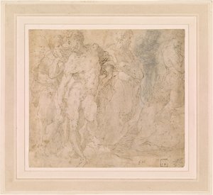 Beccafumi - Nudo maschile stante tra un gruppo di figure, di cui una sdraiata, 1530-1540 ca. da Domenico Beccafumi