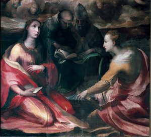 Cristo incorona la Vergine Maria e quattro santi (dettaglio) da Domenico Beccafumi