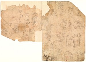 Schizzi per figure, composizioni e ambientazioni architettoniche da Domenico Beccafumi