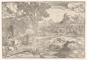 Paesaggio con Gerolamo e due leoni