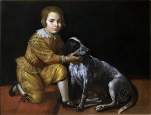 Ritratto di un ragazzo con un cane da Domenico Fiasella