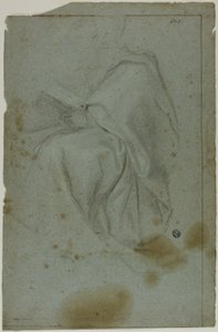 Figura maschile seduta con libro (recto); Due donne sedute con schizzo della mano sinistra (verso) da Domenico Fiasella