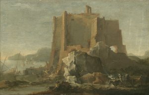 Paesaggio con roccia e fortezza