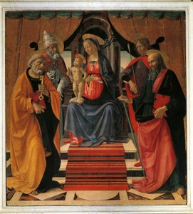 Sacra Conversazione. La Vergine Maria e Gesù Cristo circondati da San Pietro, San Paolo, San Sebastiano e Papa San Clemente