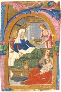 La nascita della Vergine in una iniziale H da Domenico Ghirlandaio
