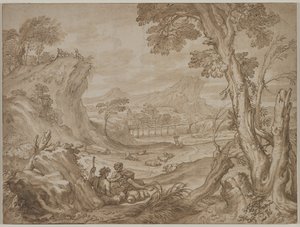 Paesaggio con pastori da Domenico I Piola