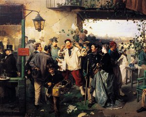 Notizie della Pace di Villafranca, (dettaglio) dal dipinto di Domenico Induno da Domenico Induno
