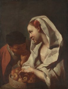 Ragazza che vende frutta da Domenico Maggiotto (attributed to)