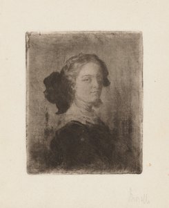 Una giovane donna con un fiocco nei capelli
