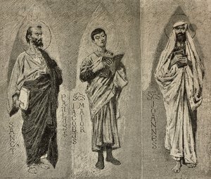 San Paolo, San Giacomo il Maggiore e San Giovanni, cartoni di Domenico Morelli per il mosaico del Duomo di Amalfi, Italia da Domenico Morelli