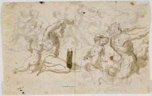 Un dio del fiume e due putti