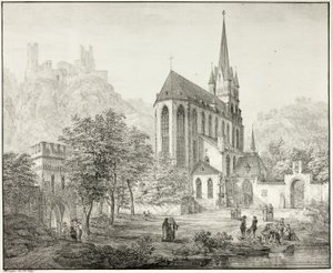 Chiesa collegiata di Nostra Signora, con il castello Schoenberg a Oberwesel sul Reno